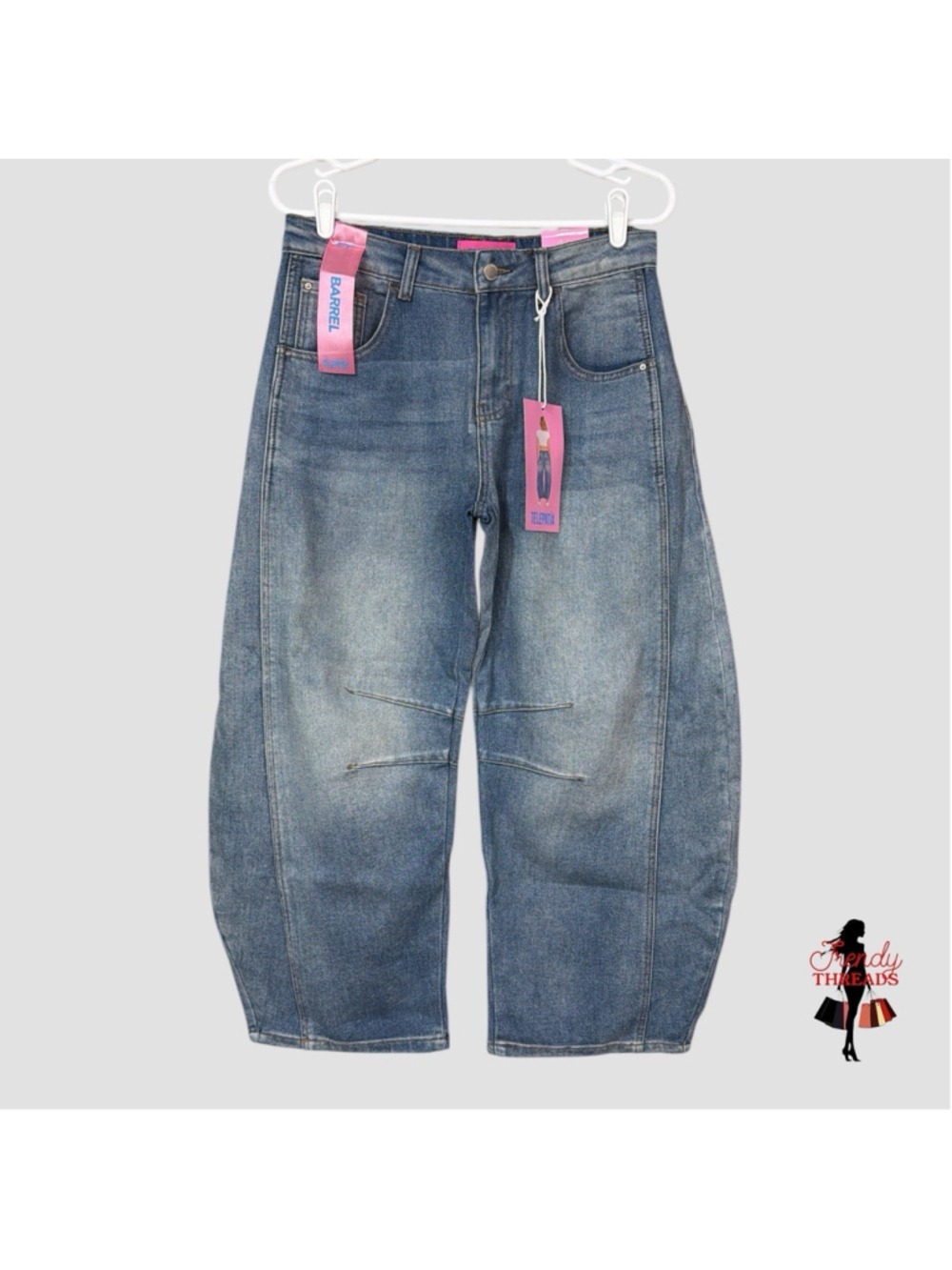 NWT Telepatia Wide Barrel Leg Jeans Sz 5/27 Y2K Low Rise Denim Baggy Punk Preppy
